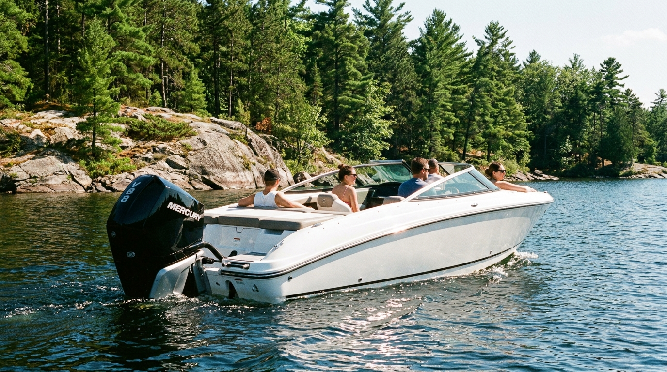 23-foot fiberglass bowrider with a special-order Mercury 300 V8 Verado.