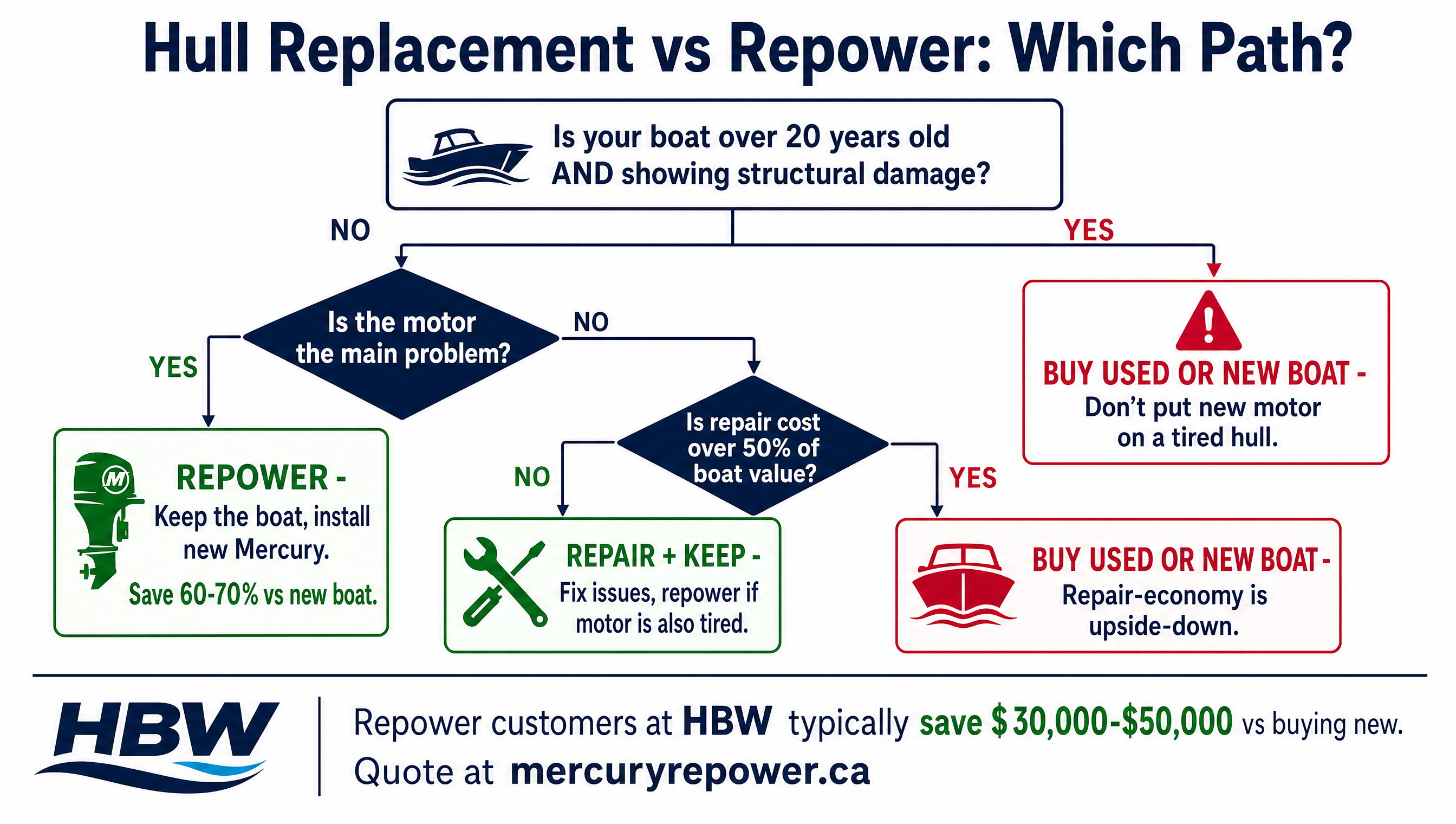 Repower vs hull replacement decision diagram (HBW)