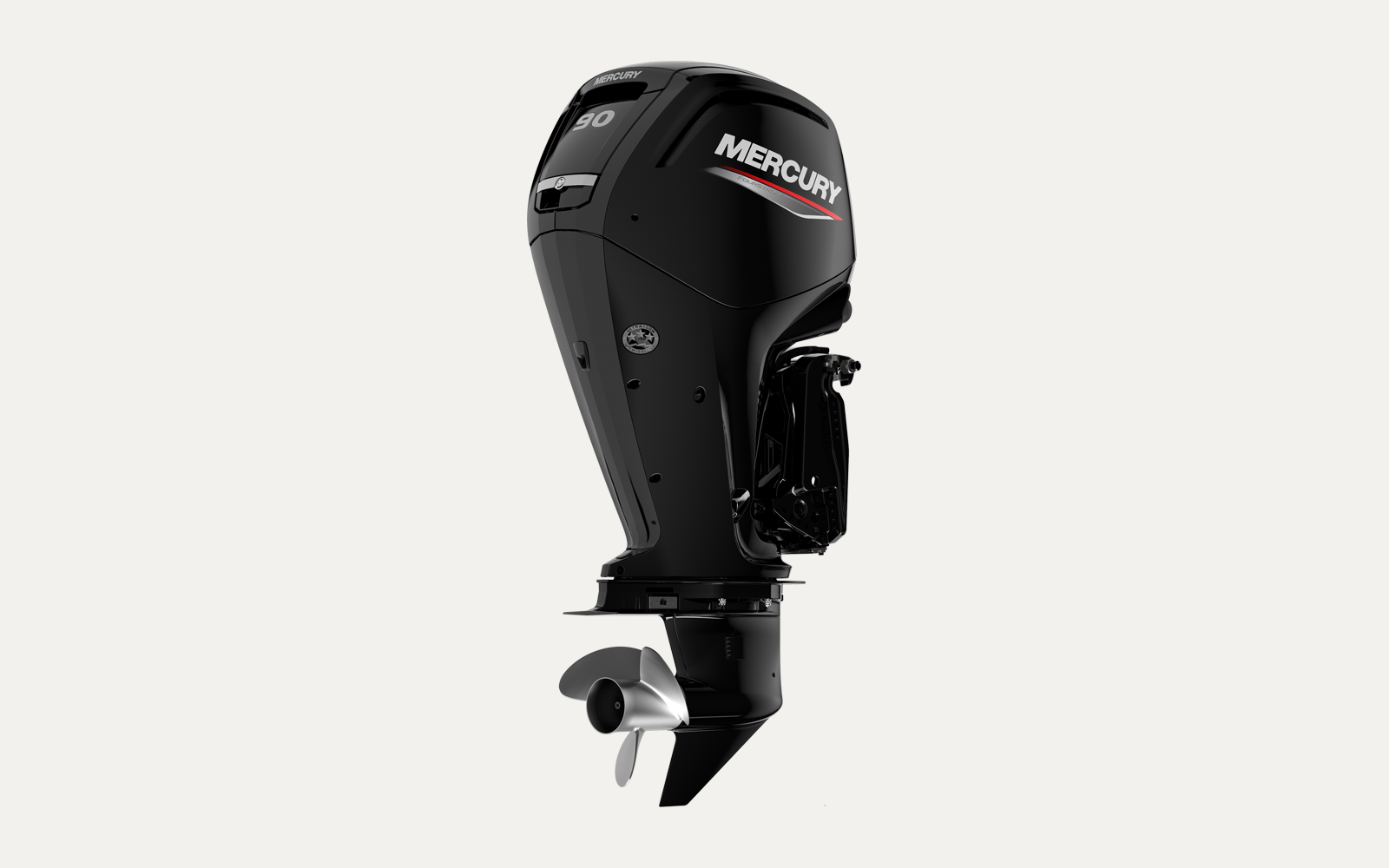 Current-generation Mercury 90 HP FourStroke in official studio photography.