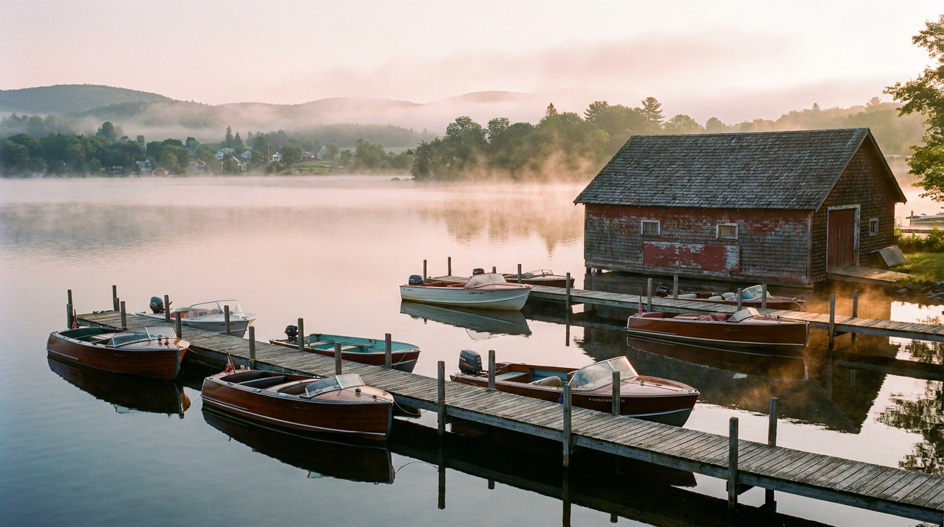 Harris Boat Works, the village marina in Gores Landing, Ontario, on Rice Lake.